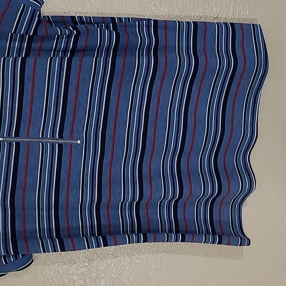 Striped multicolored Blouse Ava James size L zip up - Picture 2 of 7